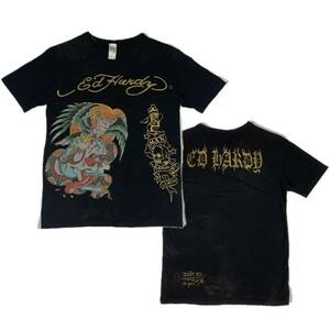 9218 Ed Hardy Tシャツ ラインストーン 鷹 ヘビ ドクロ M相当