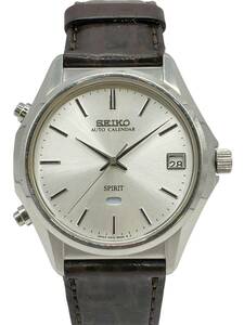 SEIKO SPIRIT 6M12-8000 セイコー スピリット オートカレンダー メンズ クォーツ シルバー文字盤 //138903 