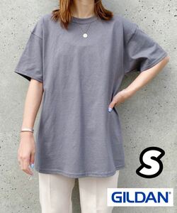 ○新品 ギルダン 無地半袖Tシャツ チャコール レイヤード 重ね着インナー S