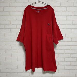 チャンピオン　ワンポイント刺繍Tシャツ　赤　レッド　2XL シンプル　コットン