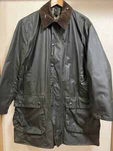 ★USED ユーズド 86年 2ワラントBarbour BORDER ボーダー バブアー 102cm/40in C40 ビンテージ オイルドジャケット ロングコート オリーブ