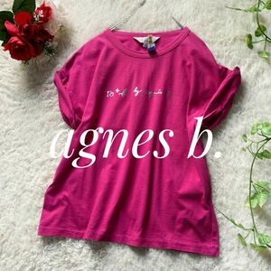 アニエスベー　ロールアップロゴTシャツ　ロールアップ　ピンク　日本製　38サイズ　To b. by agns b.