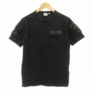 アヴィレックス AVIREX FATIGUE クルーネックTシャツ ポケT 半袖 ミリタリー ワッペン M 黒 ブラック 6123036 /UO 1108 メンズ