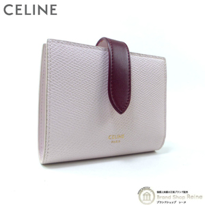 セリーヌ （CELINE） バイカラー スモール ストラップ 二つ折り 財布 10H26 ピオニー×カーマイン（中古）