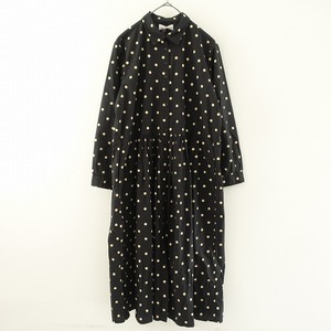 【定価2.4万】ソイル soil *40 POPLIN DOT PRINT REGULAR COLLAR DRESS*1ワンピース水玉ブラックベージュ(m27-2411-130)【91L42】