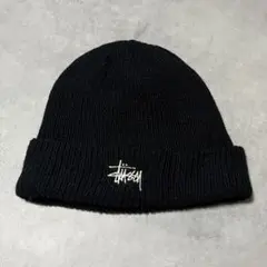 stussy ステューシー ニットキャップ ビーニー 刺繍ロゴ 黒