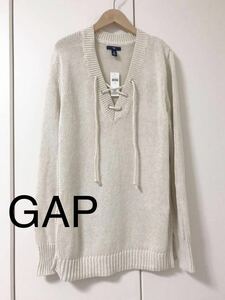 新品 GAP ギャップ レースアップ セーター ニット M 綿100％