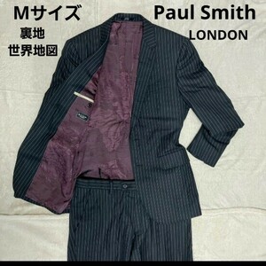 裏地　世界地図柄　Paul Smith　セットアップ　Mサイズ　グレー　お洒落です！