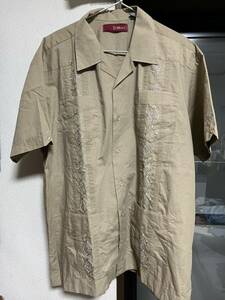 vintage キューバシャツ　Cuba shirt 襟芯入り　刺繍　柄 50s 60s 70s 80s 古着　ヴィンテージ