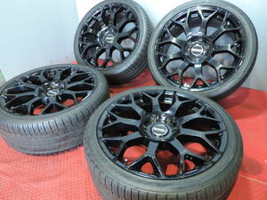 【中古セット】 ESSEX EM-20 ブラック 20インチ 8.5J+38 6H139.7 ファルケン 255/35R20 20年製 トヨタ 200系 ハイエース TOYOTA HIACE