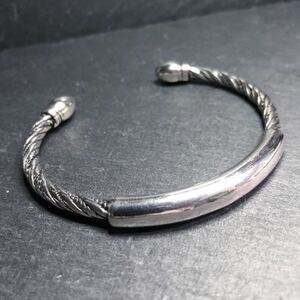 Vintage Silver Twist Bar Bangle 925 シルバーハングル ツイストバー ID スターリングシルバー