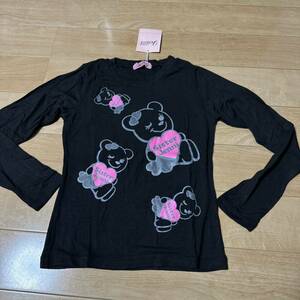 新品JENNIジェニィ　ベア柄ラメロゴ長袖TシャツロンT140 アースマジック・メゾピアノ好き　クマ柄