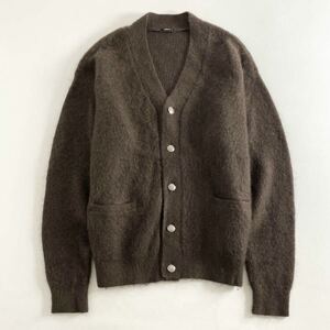 81h12 《美品》 DENHAM デンハム 01-21-10-71-882 カーディガン 長袖 シャギー ニット Vネック コンチョボタン 銀ボタン Lサイズ ブラウン