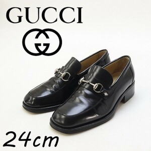 ◆GUCCI グッチ レザー ホースビット ローファー シューズ 黒 ブラック 39