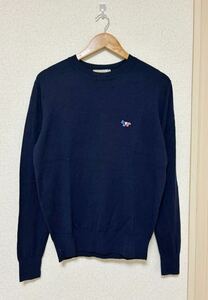 中古 パリ購入 メゾンキツネ Maison Kitsune キツネ セーター ニット ネイビー トリコロール ウール