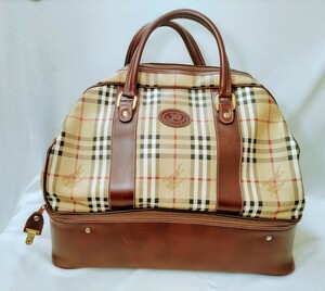 6●［中古]レア　 Burberrysバーバリー ボストンバッグ ノバチェック レザー ミニボストンバッグ　レトロ　ビンテージ　大容量