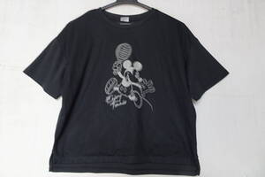 DISNEY/ディズニー/半袖Tシャツ/DN-9C22618TSMK/ミッキー/前身ネットメッシュ重ね/吸水速乾/裾サイドスリット/黒/ブラック/Sサイズ(8/10R5)