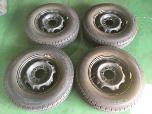 s460-4-6 ☆195/80R15 ダンロップ エナセーブ VAN01 中古4本！ 15x5.5Ｊ すぐに使えるキャラバン日産純正スチールホイール付き♪ k160