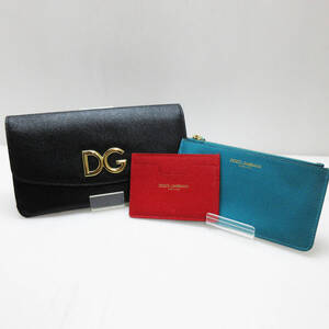 GN-3366【長財布】DOLCE＆GABBANA/ドルチェ&ガッパーナ★ロングウォレット★D&G ドルガバ★コインケース パスケース付 3点セット★