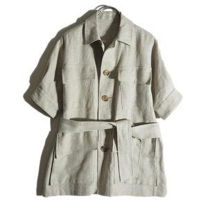 M2556f22　▼Plage プラージュ▼　23SS LINEN safari リネン サファリジャケット ベージュ 36 / ベルト付き 麻 サマージャケット 春夏