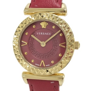 VERSACE 腕時計 MINI VANITY ミニヴァニティ クオーツ SS GP レッド文字盤 VEAA00318