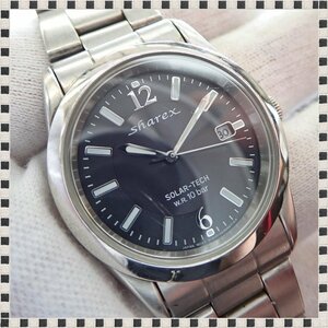 シチズン シャレックス E111-S027900 デイト 黒文字盤 ソーラー 35mm メンズ 腕時計 稼動品 CITIZEN sharex
