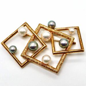 1円〜!!高品質!!テリ抜群!!▼K18 アコヤ本真珠ブローチ▼N◎ 約16.1g パール pearl broach FA3/FA3 S360