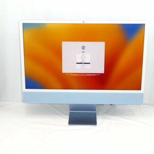 1円～ Apple iMac 24インチ M1 2021 4.5K MJV93J/A Apple M1/8GB/SSD256GB/Mac OS Ventura/ブルー【同梱不可】