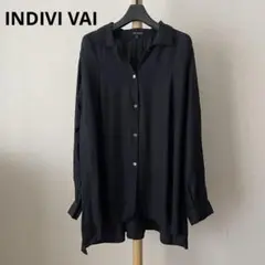 極美品 INDIVI VAI ブラック シャツ ブラウス 黒 インディヴィヴァイ