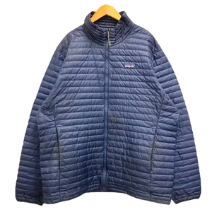 パタゴニア Patagonia ダウンジャケット ジップアップ ワンポイント ロゴ 長袖 軽量 XL 紺 ネイビー メンズ