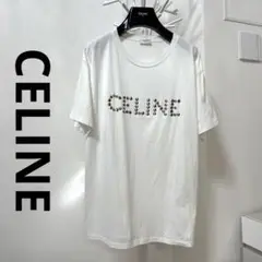 CELINE セリーヌ スタッズ ロゴ コットンジャージーTシャツ M テテ着用