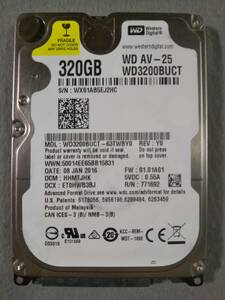 320GWestern Digital WD3200BUCT-63TWB 2.5インチ 9.5mm SATA