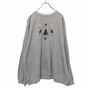 CLASSIC ELEMENTS 刺繍 スウェット XL位 グレー クラシックエレメンツ ビッグサイズ トレーナー クリスマス 古着卸 アメリカ仕入 a503-5608