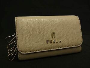 FURLA フルラ カメリア レザー 4連 キーケース 鍵入れ レディース ライトベージュ系 DF9333