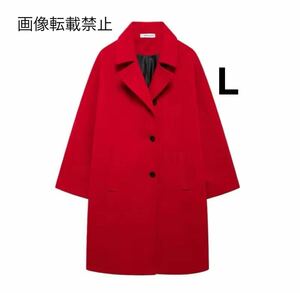 red vintage ヴィンテージ レトロ ロングコート チェスターコート アウター Lサイズ レディース★ZARA 好きな方に★2024 秋新作 新品★