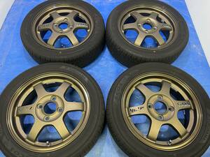 ■美品TE37鍛造RAYS14_5J+45 100/4横浜165/55R14アルトエッセワゴンRビートタントムーヴスペーシアNBOXNONEKハスラー軽自動車(CE28