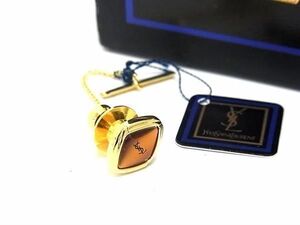 ■美品■ YVESSAINTLAURENT イヴサンローラン ネクタイピン タイタック アクセサリー ビジネス 紳士 メンズ ブラウン系 DE9693