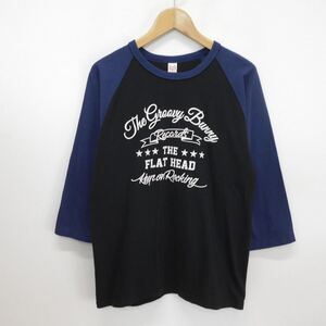 未使用 THE FLAT HEAD フラットヘッド BR-17W GROOVY BUNNY ラグランTシャツ カットソー 七分袖 プリント 40 10118313