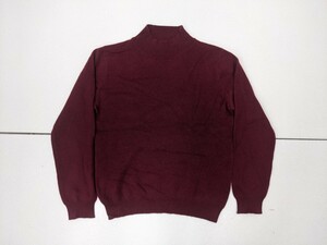 18．カシミヤ100 FIANNUE cashmere カシミア100 モックネックニットセーター レディースM ワインレッドx901