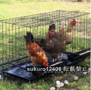 チキンケージ飼育ケージ 水槽 折りたたみ鶏小屋 トレー フードボウル付き 特大世鶏小屋100*60*72cm 自動エッグロールケージ