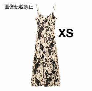 vintage ヴィンテージ レトロ レオパード 豹柄 キャミワンピース XSサイズ レディース★ZARA 好きな方に★2024 早春新作 新品未使用★