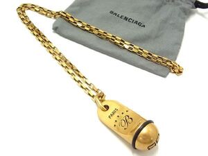 ■極美品■ BALENCIAGA バレンシアガ ホテル ネックレス ペンダント アクセサリー レディース ゴールド系 AK8536