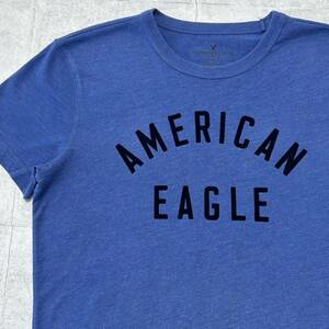 AMERICAN EAGLE フロッキープリント Tシャツ アメリカンイーグル　　ビッグロゴ デカロゴ ドライ 半袖 クルーネック 玉10152