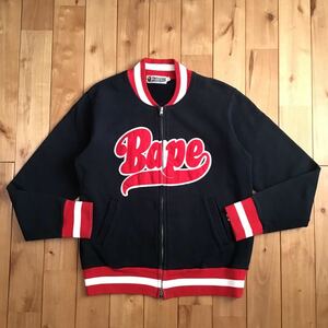 BAPE LOGO スウェット ブルゾン Sサイズ ネイビー a bathing ape navy エイプ ベイプ アベイシングエイプ m50