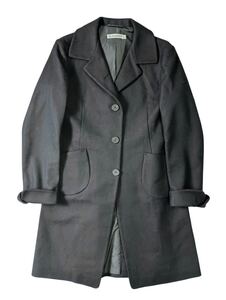 (D) JIL SANDER ジルサンダー ウール アンゴラ ロングコート 36 ブラック (ma)