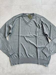 4959】新品4.8万【JOHN SMEDLEY / ジョンスメドレー　L(50)　CAMLIN PULLOVER　MODERN FIT　シーアイランドコットンニット】SILVER