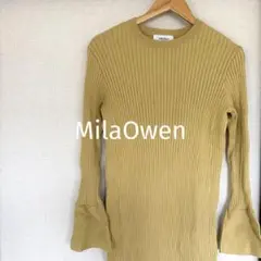 【Mila Owen美品】 イエロー フレア袖 ニットワンピース