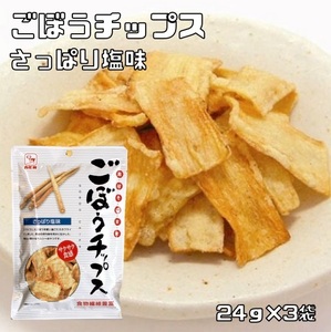 ごぼうチップス 24g×3袋 カモ井 （メール便）素材そのまま 牛蒡チップ さっぱり塩味 サクサク食感 ヘルシーおやつ スナック菓子 おつまみ