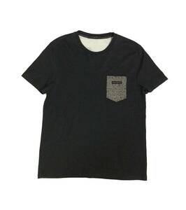 LOUIS VUITTON ルイヴィトン 半袖Tシャツ カットソー トップス ポケット付き ロゴ ブラック系 コットン/ナイロン S (ma)