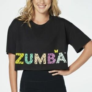 新品　Zumba Transform Crop Top XS ズンバ　クロップ　カットソー　Tシャツ　ブラック　黒